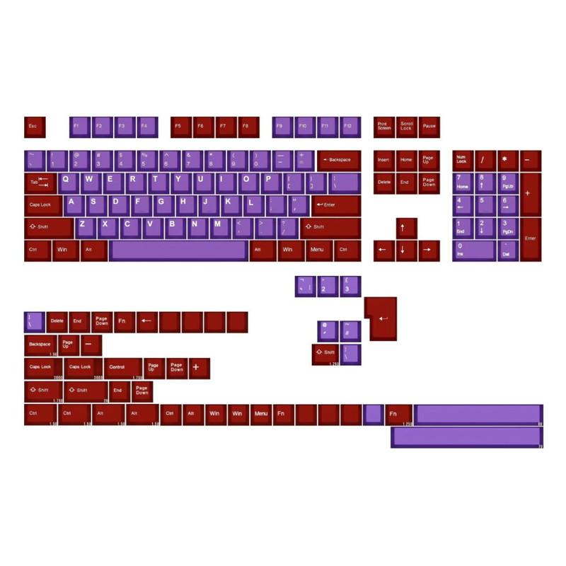 Tai-Hao ABS 152 Keys Cubic Profile Translucent Backlit Keycaps - Atomic Purple - مفاتيح